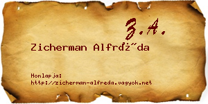 Zicherman Alfréda névjegykártya